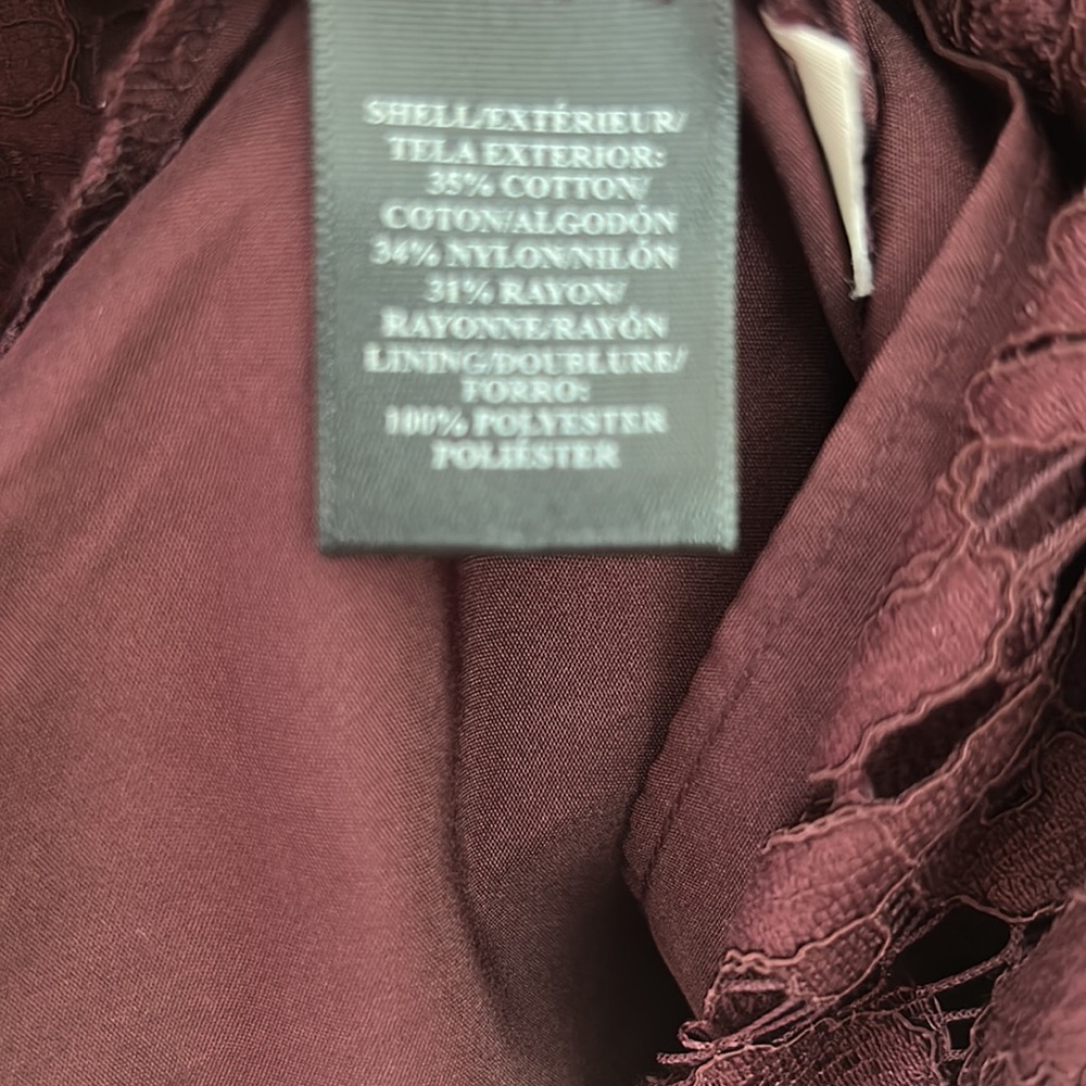 NWT- Ann Taylor Maroon Lace Dress w/ scalloped hemline - Picture 8 of 8